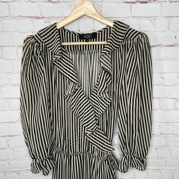 Icons Objects of Devotion Black White Stripe Flamenco Dress Womens Medium New - Picture 7 of 12